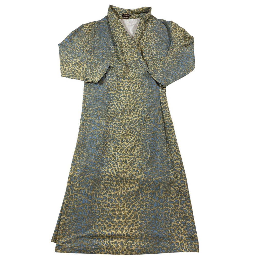 J.McLaughlin for Dillard's Leopard Print Wrap Midi Dress‎ Blue Gold S